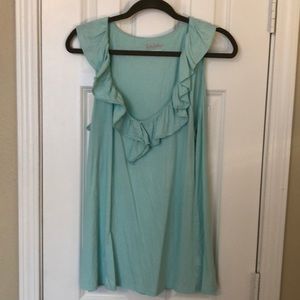 Mint Tank Top with Ruffle Neck